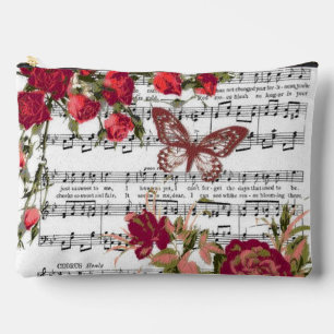Pochette À Accessoires Fleurs rouges et musique