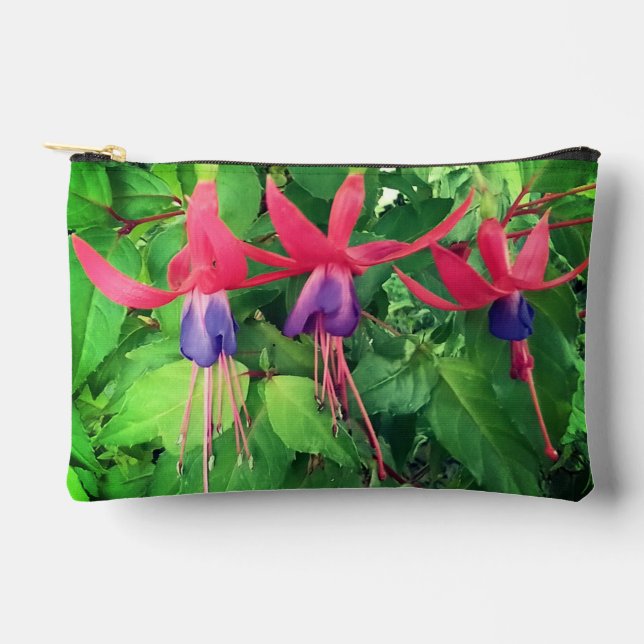 Pochette À Accessoires Fleurs rouges et violettes (Recto)