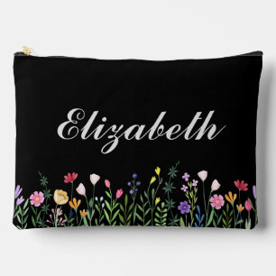 Pochette À Accessoires Fleurs sauvages colorées nom personnalisé