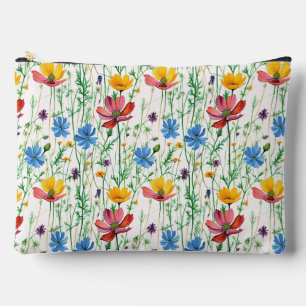 Pochette À Accessoires Fleurs sauvages colorés et herbe verte