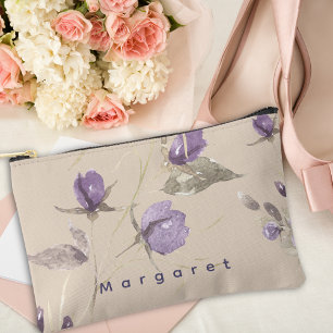 Pochette À Accessoires Fleurs sauvages violettes beige Élégance Bohème Te