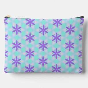 Pochette À Accessoires Fleurs violettes avec des pétales aquamarine et ro