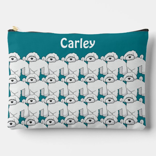 Pochette À Accessoires Floofing White Motif Chiot Personnalisé (Recto)