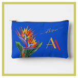Pochette À Accessoires Floral moderne Nom Floral Personnalisé Monogramme<br><div class="desc">Moderne et Vibrant et coloré - cette aquarelle est unique avec des tons dorés chauds surlignés de bleu et d'orange/rouge - nom et unique Monogramme. L'Oiseau du Paradis est là pour cravate les couleurs et le design ensemble. si vous avez besoin d'une aide au design ou une demande spéciale, envoyez-nous...</div>