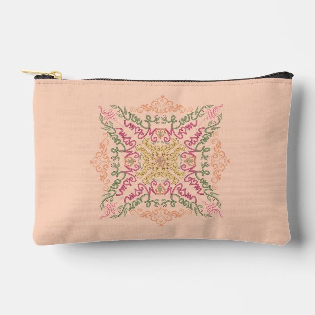 Pochette À Accessoires Floral Soft peach kaleidoscopic Script Best Mom (Recto)