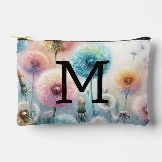 Pochette À Accessoires Floral watercolor monogram pink blue dandelions