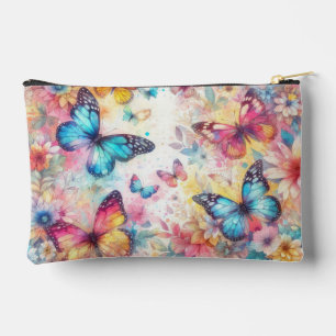 Pochette À Accessoires Florales et papillons d'aquarelle vintages