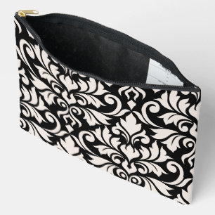 Pochette À Accessoires Flourissant Damask Art I Cream sur Black