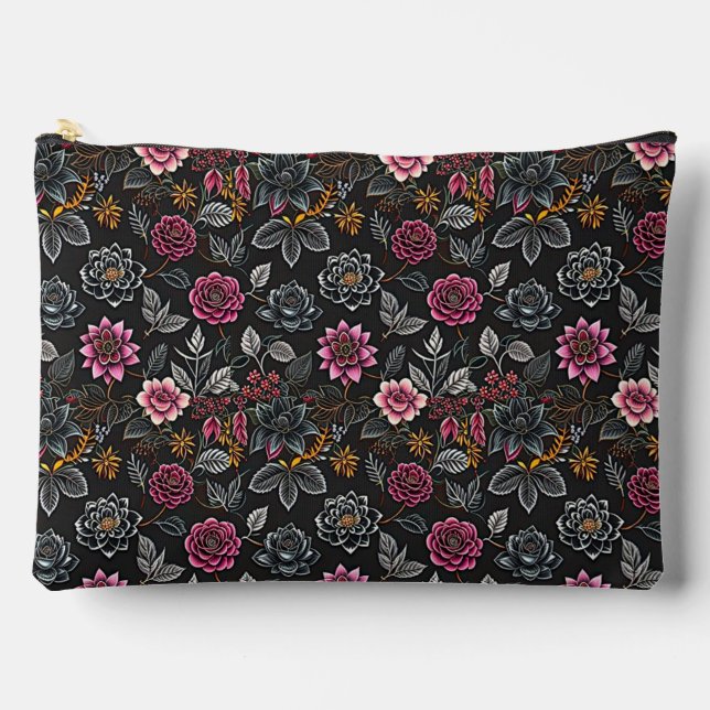 Pochette À Accessoires Flower Noire (Recto)