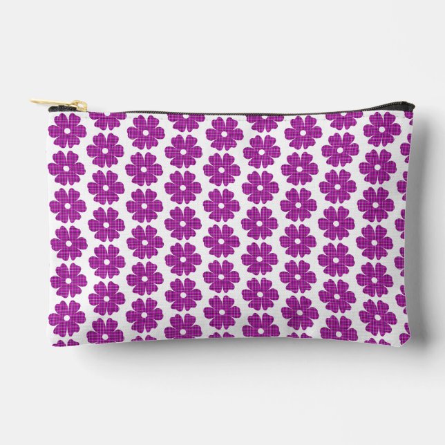 Pochette À Accessoires Flower Shape Plaid Pink Purple (Recto)
