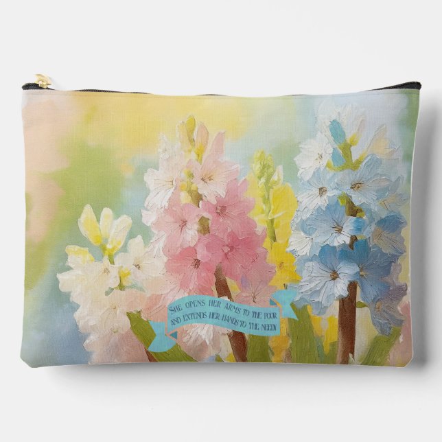 Pochette À Accessoires Foi des femmes Bible, Fleurs de Hyacinth, Fête des (Recto)