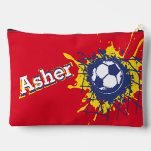 Pochette À Accessoires Football net garçons nom coque crayon rouge ou