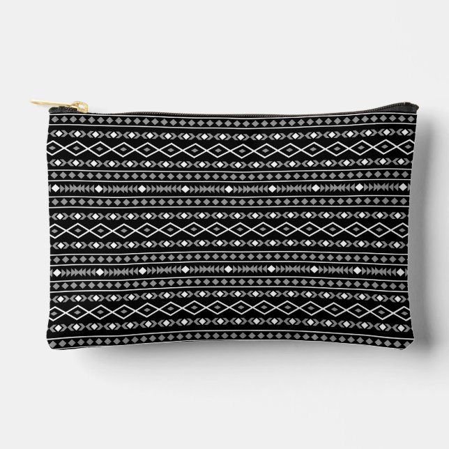 Pochette À Accessoires Formes Aztec Motif gris noir (Recto)