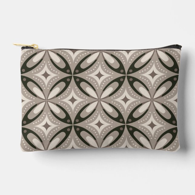 Pochette À Accessoires Formes circulaires rétro beige et marron (Recto)