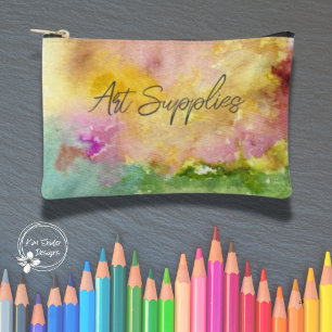 Pochette À Accessoires "Fournitures d'art" avec Arrière - plan d'aquarell