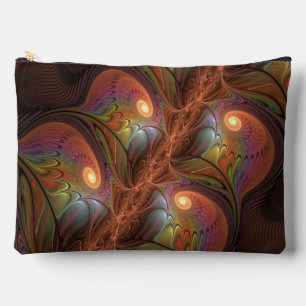 Pochette À Accessoires Fractale marron abstrait fluorescent coloré et tri