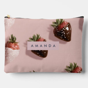 Pochette À Accessoires Fraise à base de chocolat rose pâle personnalisée