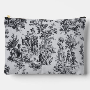 Pochette À Accessoires Française toile de jouy noir et blanc élégant