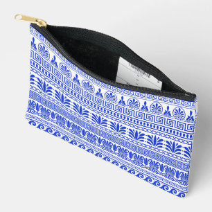 Pochette À Accessoires Fret grec, Motif méditerranéen, Bleu