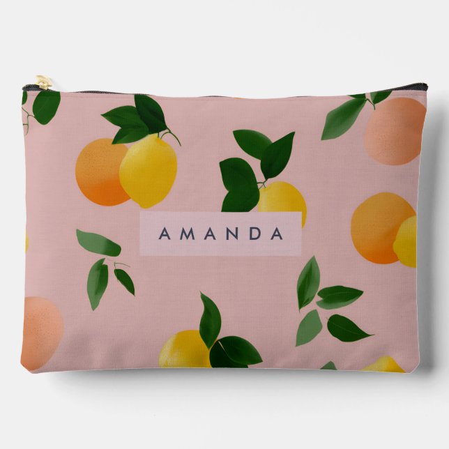 Pochette À Accessoires Fruits d'orange citron rose pâle (Recto)