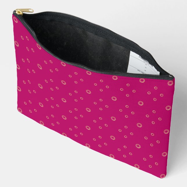 Pochette À Accessoires Fuchsia | Golden Zinnia Soleil (Ouvrir)