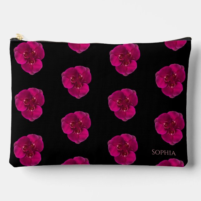 Pochette À Accessoires Fuchsia Orchidées (Recto)