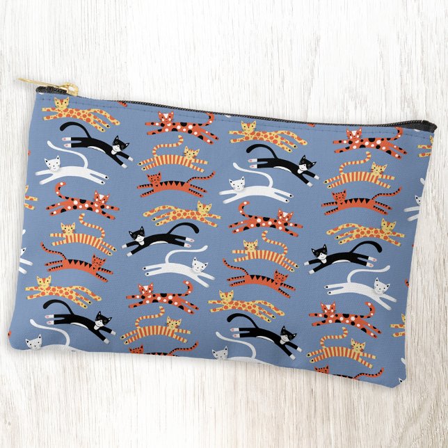 Pochette À Accessoires Fun Kitty Cat Motif (Fun kitty cat pattern cosmetic stationery or accessory zip pouch)