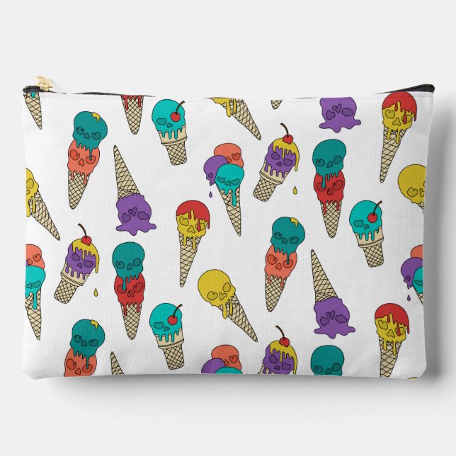 Pochette À Accessoires Fun Melty Summer Goth Crâne Crème glacée bijou bla (Recto)
