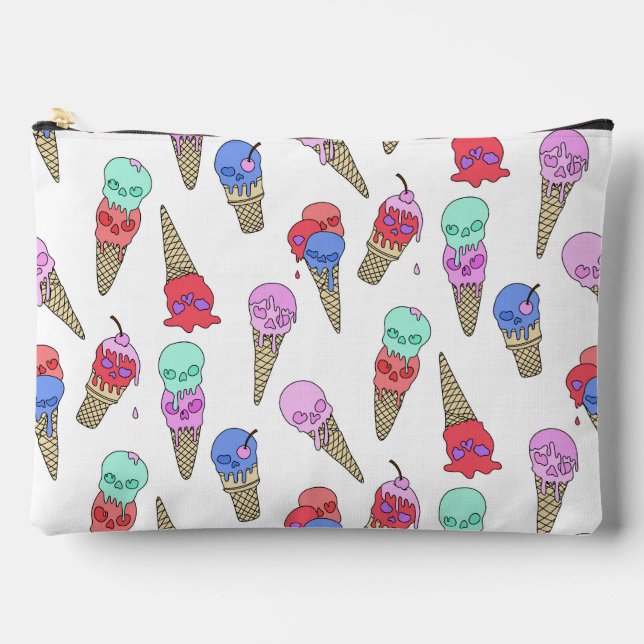 Pochette À Accessoires Fun Melty Summer Goth Crâne glace crème pastel bla (Recto)