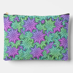 Pochette À Accessoires Fun Purple et Fleurs vertes
