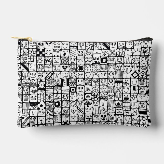 Pochette À Accessoires Funny Cartoon Faces Squares (Recto)