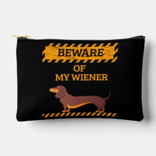Pochette À Accessoires Funny Dachshund Amoureux des chiens Méfiez-vous de
