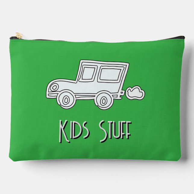 Pochette À Accessoires Funny Voiture Enfants Stuff Green (Recto)