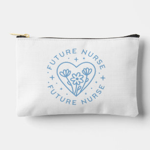 Pochette À Accessoires Futur infirmière preppy floral coeur bleu esthétiq