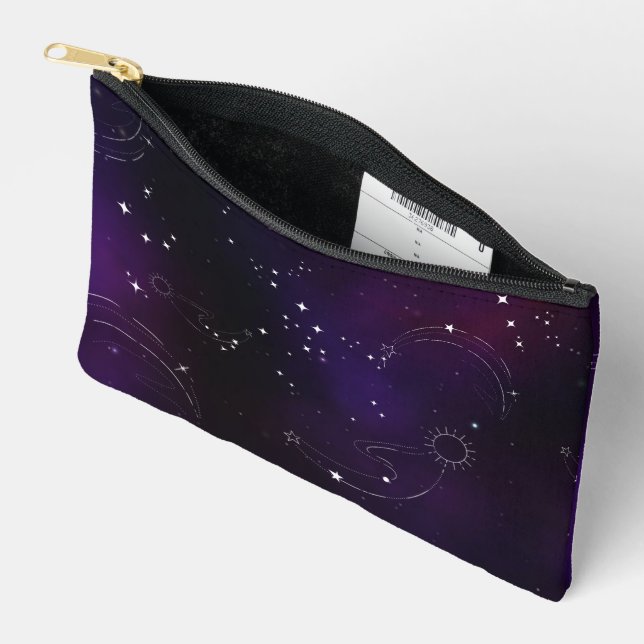 Pochette À Accessoires Galaxie de l'espace profond cosmique violet foncé (Ouvrir)