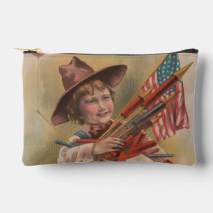 Pochette À Accessoires Garçon avec Feux d'Artifice, Drapeau Américain, Im