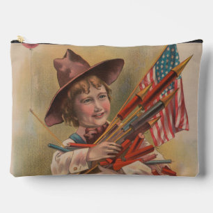 Pochette À Accessoires Garçon avec Feux d'Artifice, Drapeau Américain, Im