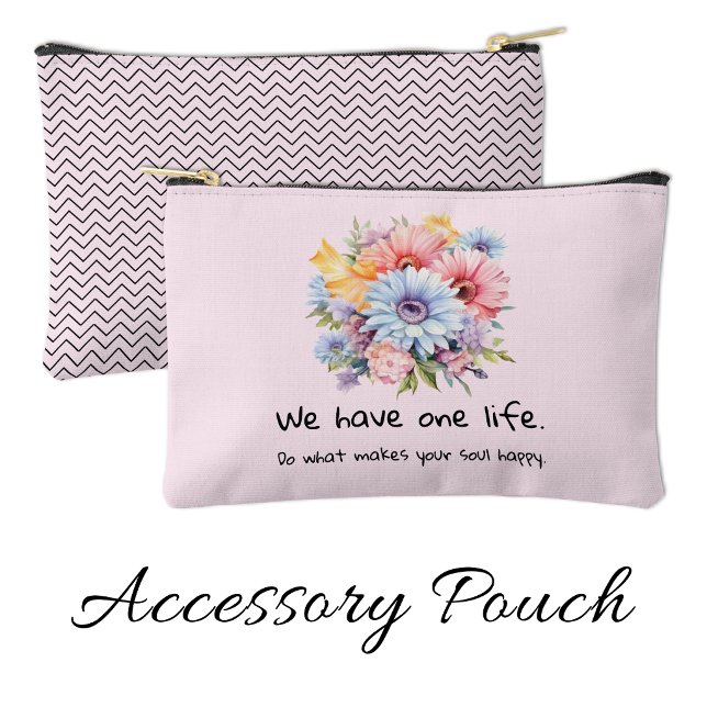 Pochette À Accessoires Gerbera flowers positive words pink (Créateur téléchargé)