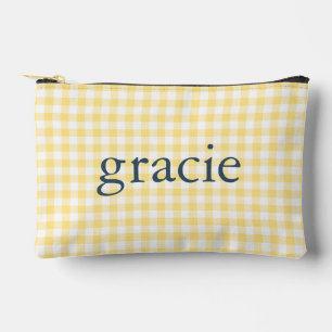 Pochette À Accessoires Gingham Jaune Beurre Monogrammé