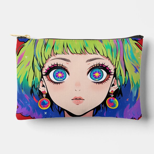 Pochette À Accessoires Glitchcore Fille de l'Espace aux Yeux d'Étoile (Recto)