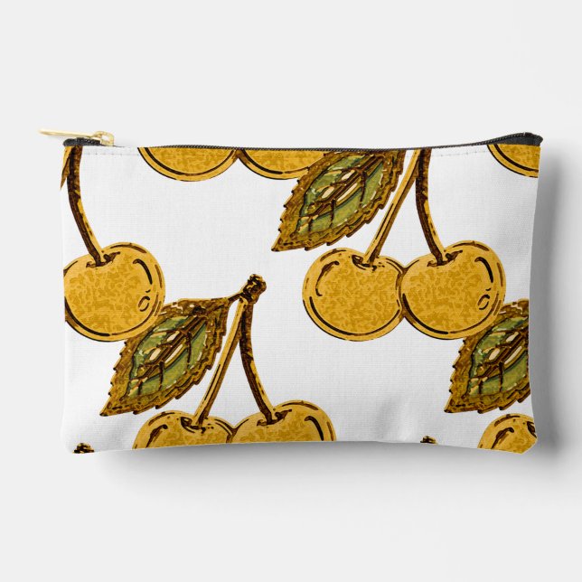 Pochette À Accessoires Golden Metallic Cherries Pattern (Recto)