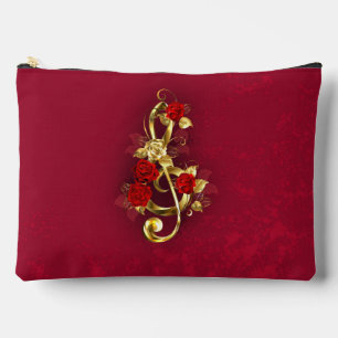 Pochette À Accessoires Golden Treble Clef avec fleurs Roses