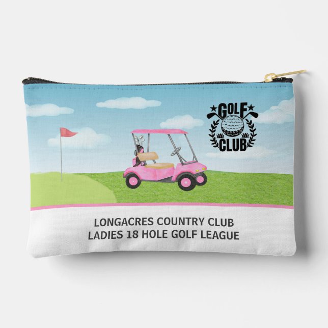 Pochette À Accessoires Golf Club Ligue féminine Pink Cart Logo (Verso)