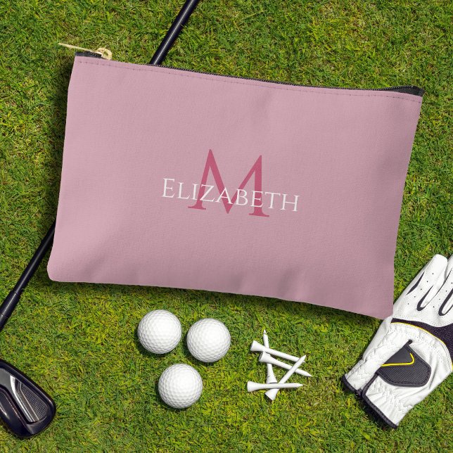Pochette À Accessoires Golf Tee Golfer Pink Monogram Modern Accessory  (Golf Tee Golfer Pink Monogram Modern Accessory Accessory Pouch)