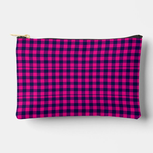 Pochette À Accessoires Grand damier Pixel Check en rose marine (Recto)