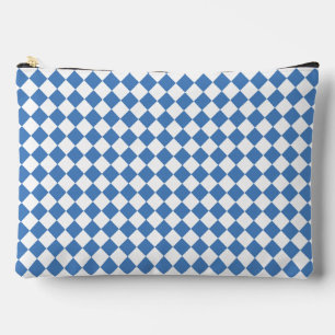 Pochette À Accessoires Grand motif diamant à carreaux bleus et blancs