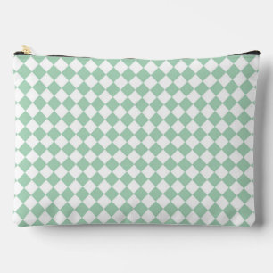 Pochette À Accessoires Grand motif diamant à carreaux vert et blanc