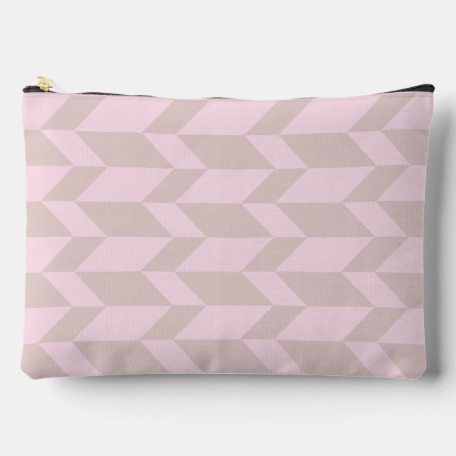 Pochette À Accessoires Gras Flèche à deux tons Chevron Grille Rose neutre (Recto)