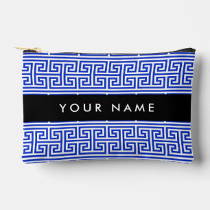 Pochette À Accessoires Grec Meander Key H Blue, Votre Nom, Personnaliser