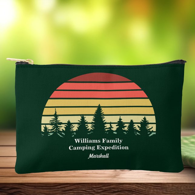 Pochette À Accessoires Green Forest Sunset Camping Trip Personnalisable (Créateur téléchargé)